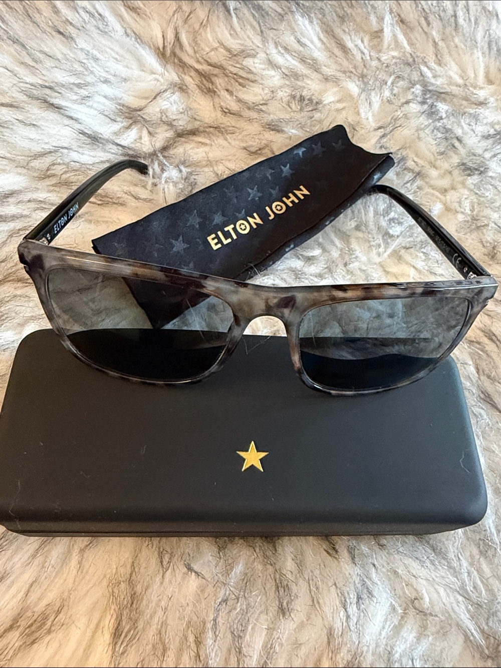 Elton John Gray Tortoiseshell Sunglasses